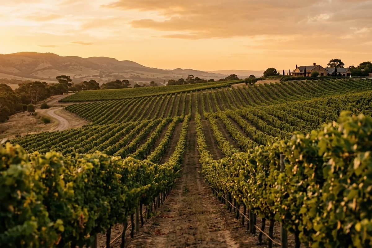 McLaren Vale vineyards at golden hour